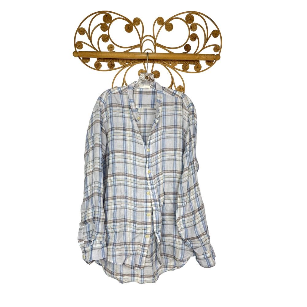 CP Shades linen plaid tunic long sleeve M